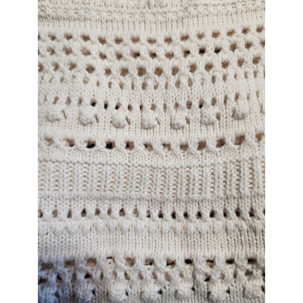 Sincerely Jules Cream Crochet Boho Knit Flutter Sleeves Size Small - Picture 5 of 6